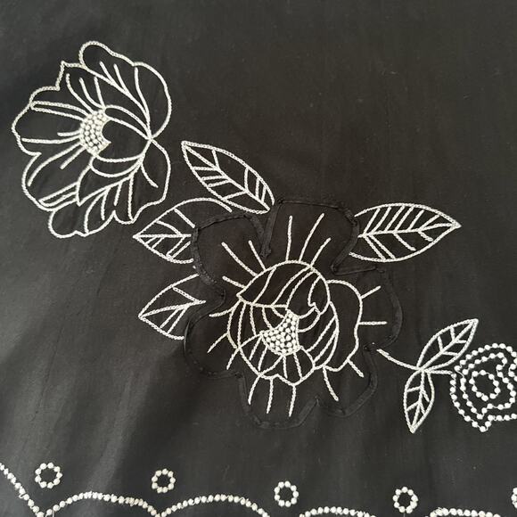 Etcetera Skirt Round Linen Blend Embellished Embroidery Bead Ribbon Lined Size 2 - Picture 3 of 15